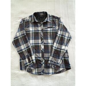 Men's ExOfficio Brown and Blue Plaid Shirt - Large - New without Tags